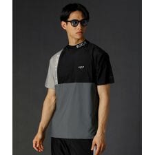 R/接触冷感/吸水速乾スムースストレッチ配色ハイネックカットソー