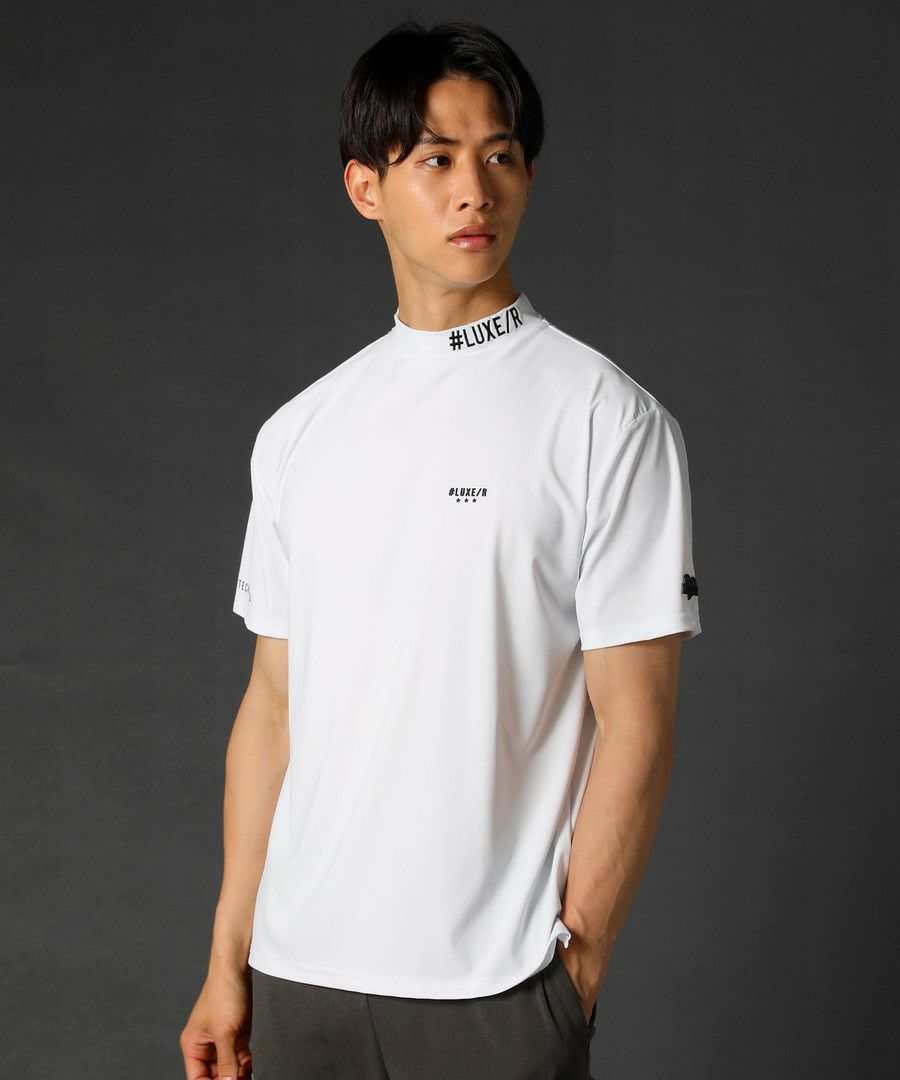 LUXE/R＞スムースストレッチロゴプリントハイネック半袖