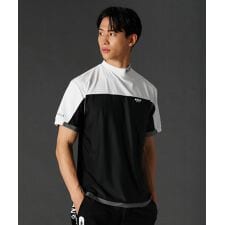 R/接触冷感/吸水速乾スムースストレッチ配色ハイネックカットソー