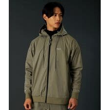 ストレッチ布帛撥水加工レギュラーサイズ止水ジップアップフードパーカー