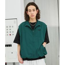 ワンポイント刺繍ロゴ/配色ナイロンバルーンベスト