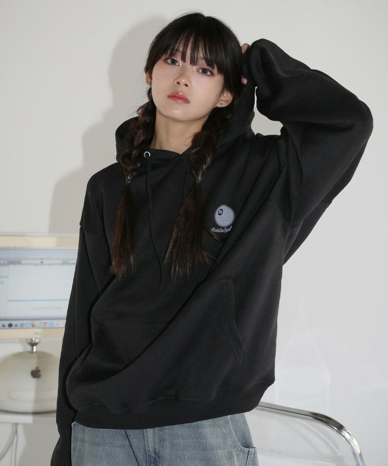 ビッグシルエットヴィンテージライクビリヤードロゴバルーンスリーブプルパーカー