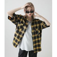 ＜MSG＞オンブレチェックビッグシルエット半袖シャツ