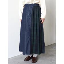 ハレノヒ(Hare no hi)のチェック柄切替デニムスカート