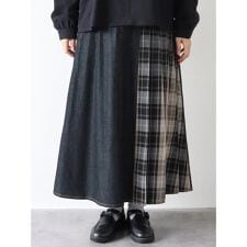 ハレノヒ(Hare no hi)のチェック柄切替デニムスカート