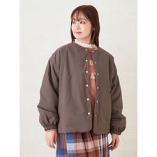 中綿ノーカラーブルゾン