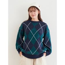 アーガイル柄ニットプルオーバー