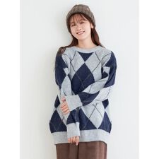 アーガイル柄ニットプルオーバー
