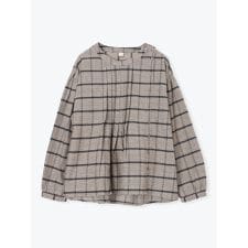 チェック柄フロントタックブラウス