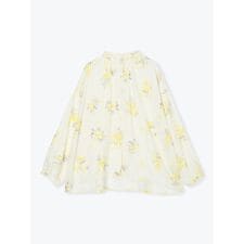 水彩プリントバンドカラーブラウス