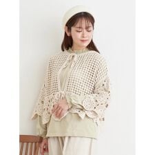 クロシェ柄編みカーディガン
