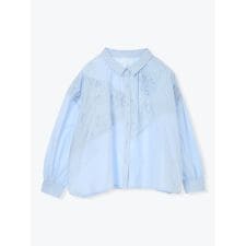 フラワーモチーフ衿付きブラウス