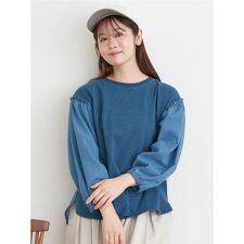 インディゴ異素材プルオーバー