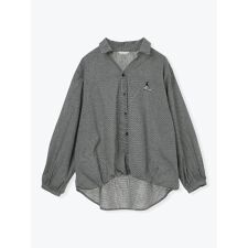 ワンポイント刺繍スキッパーカラーシャツ