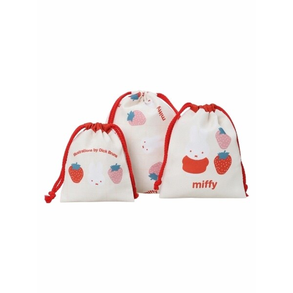 miffy イチゴ 巾着 3点セット【ミッフィー】 | ハレノヒ(Hare no hi