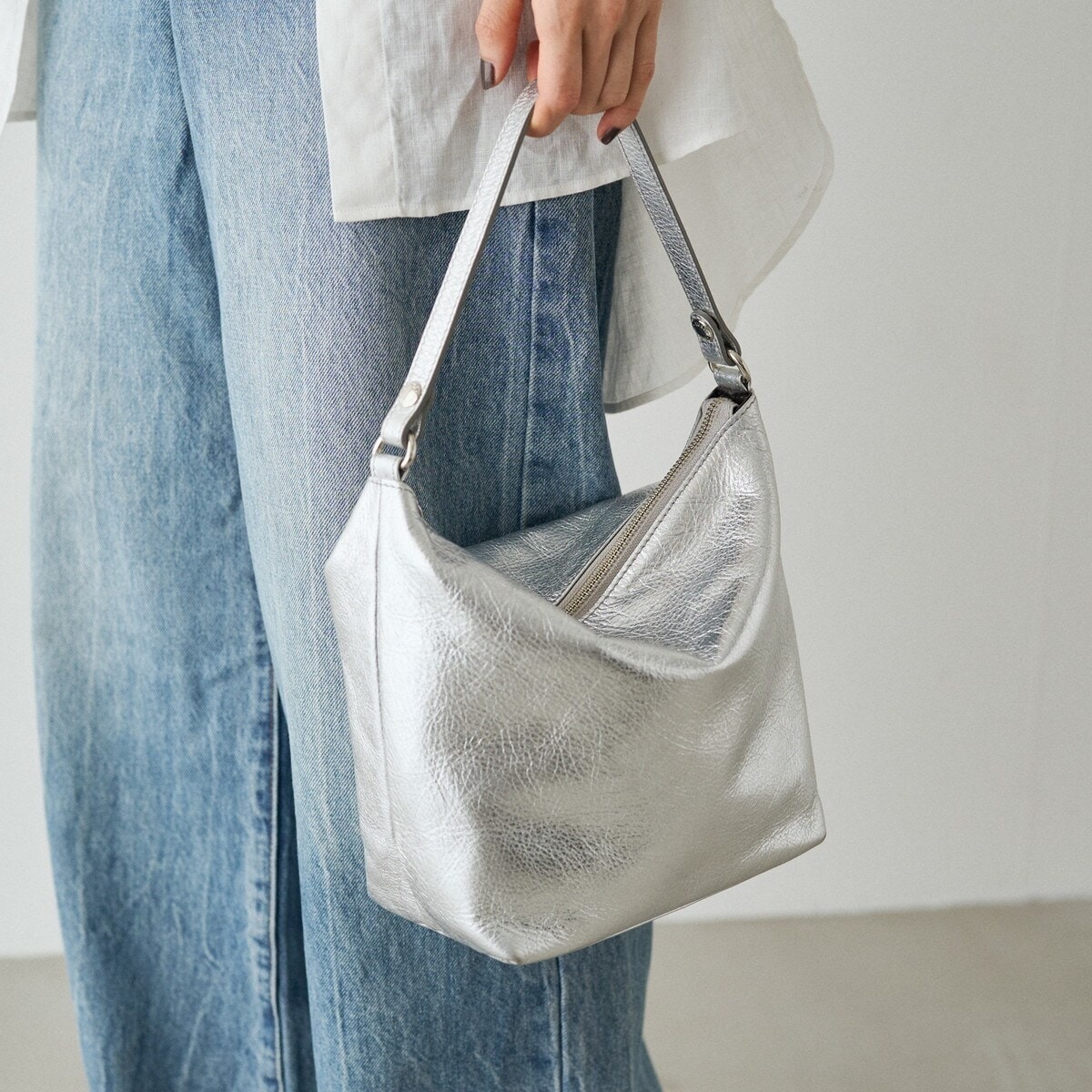 ソフトレザーシンプルショルダーバッグ［Silver］(CE-1462) | ラシット