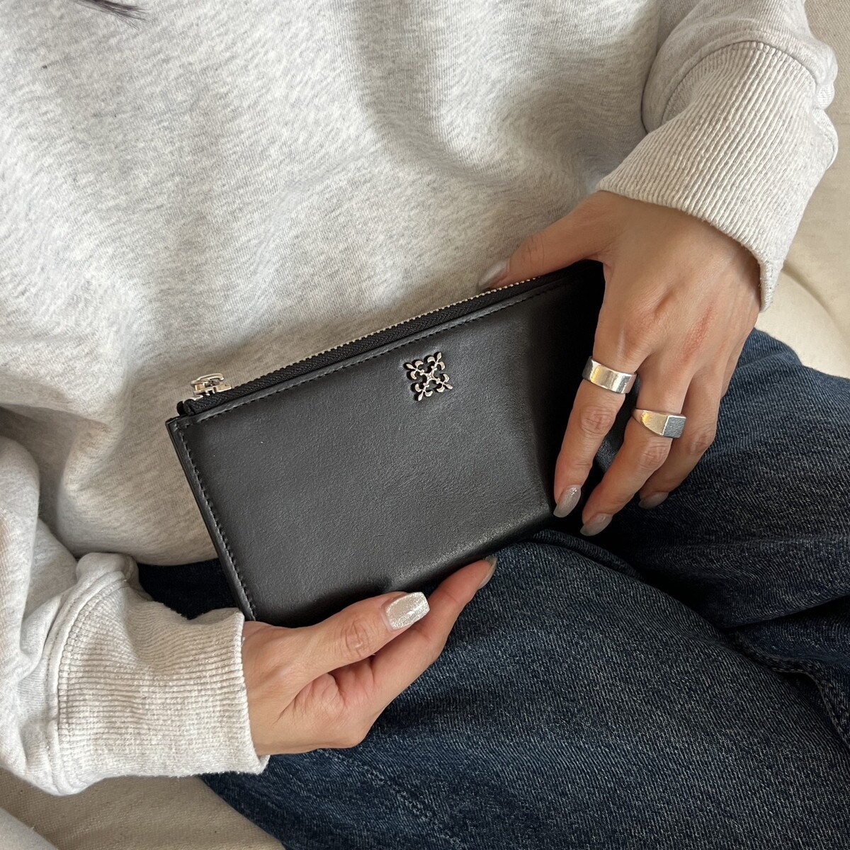 美品★russet ロングウォレット　ターコイズ★ 長財布 ターコイズ レザークラフト 革 ヴィンテージ ロング