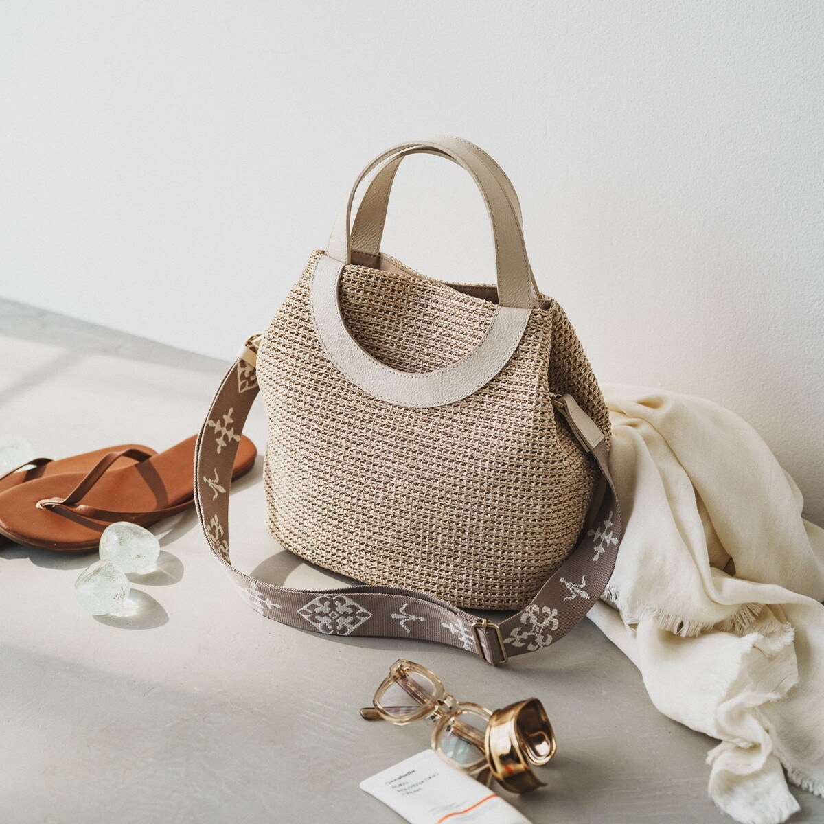 ラシットモノグラムテープカゴ2wayトートバッグ モノグラムテープ カゴ2wayトートバッグ | russet(ラシット