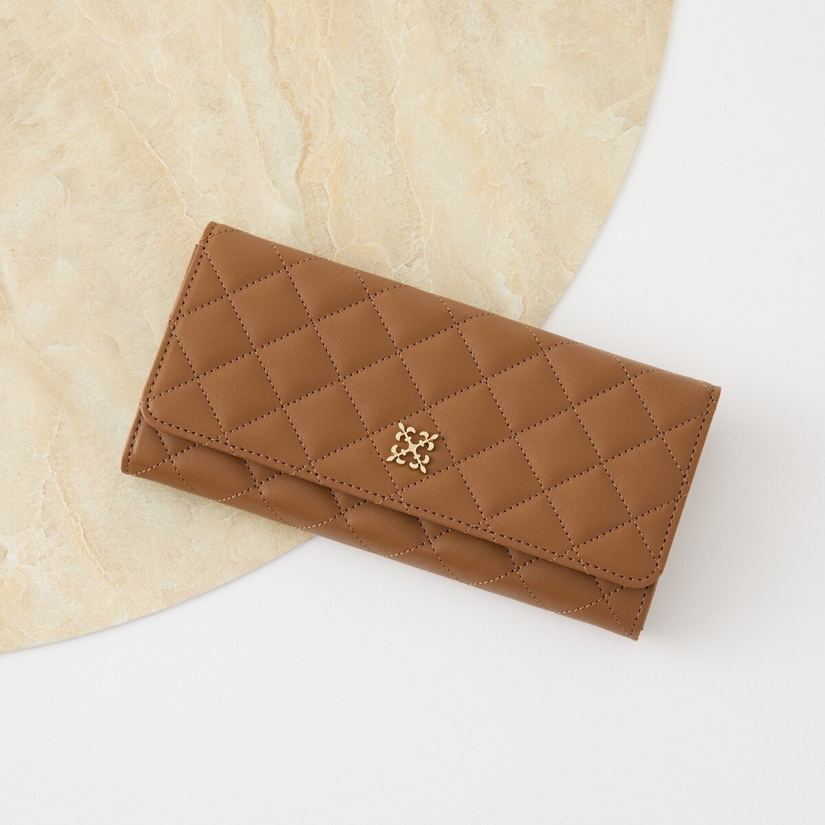 russet☆美品　ベージュ　レザー 長財布 russet◇長財布/フェイクレザー/BEG/総柄/レディース/ベージュ