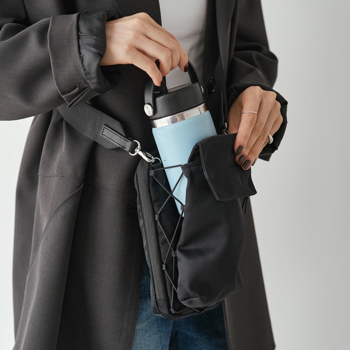 500mlペットボトルが入る］ナイロン多機能ミニショルダーバッグ(CE