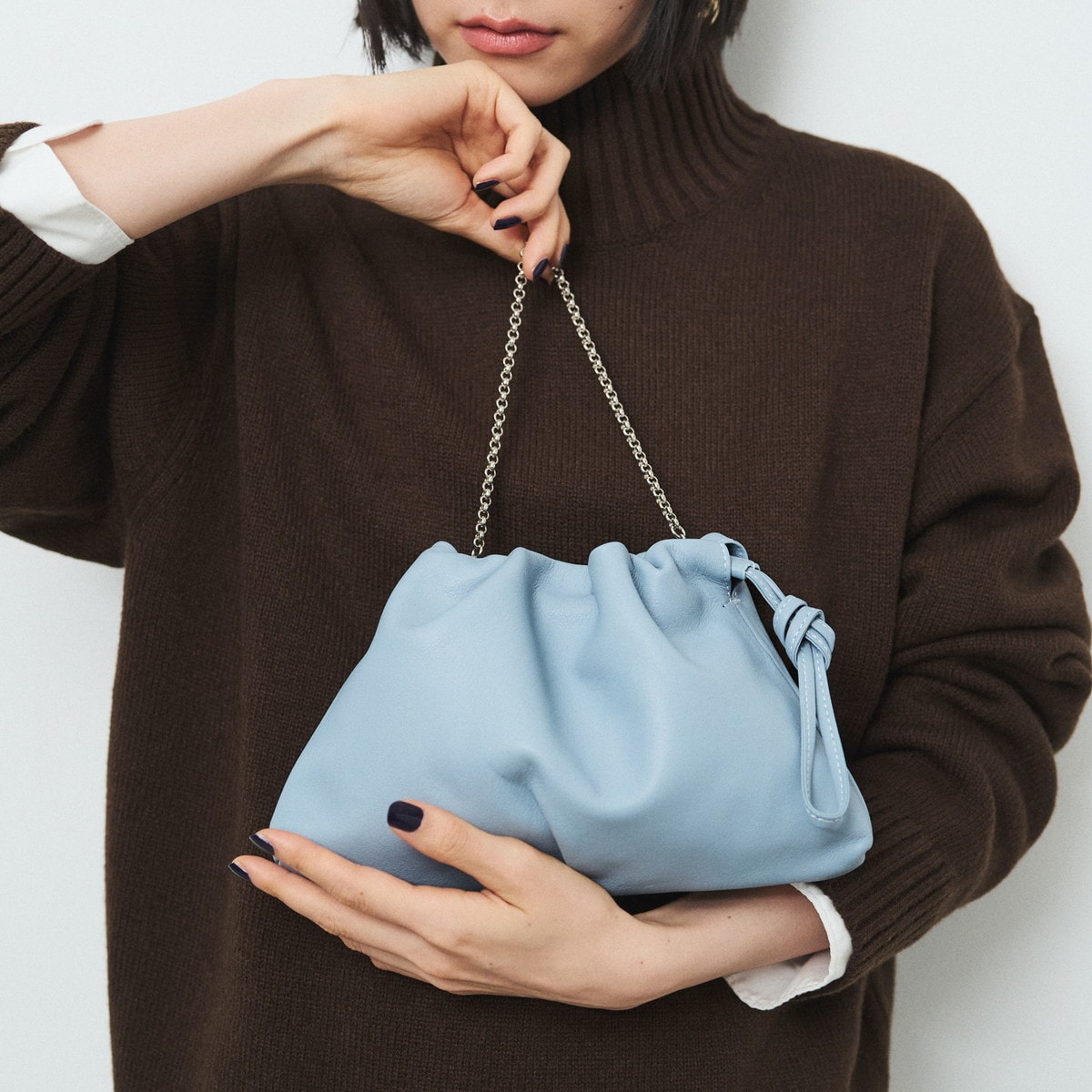 russet 4wayレザー巾着ショルダーバッグ chi企画　GrayBeige russet｜レザー巾着4WAYショルダーバッグ | Rakuten Fashion