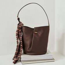 ツイードスカーフ付きレザー2WAYショルダーバッグ(CE-1632)