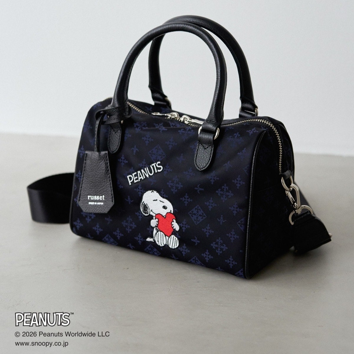 PEANUTS×russet》ナイロンジャガードミニボストンバッグ（CE-1802