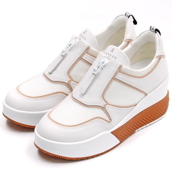 ランバンオンブルー　厚底ジップアップスニーカー☆23.5㌢☆アイボリーコンビ ランバンオンブルー 厚底ジップアップスニーカー☆23.5