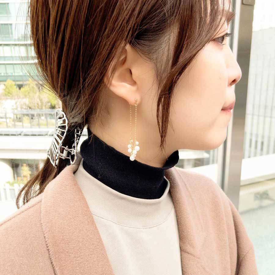 ペアパールロングチェーンピアス | ガーランドオブデュウ(Garland of