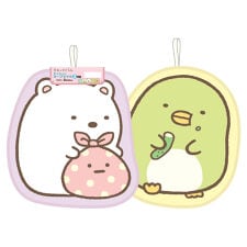 キャラクターズショップ　ラフラフ(characters shop laugh laugh)のすみっコぐらし ダイカットマイクロループ付ハンドタオル2P(しろくま&ぺんぎん?)