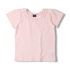 パールモチーフ付き半袖Tシャツ