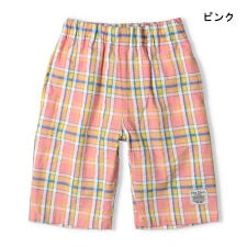 サッカーチェック6分丈ハーフパンツ