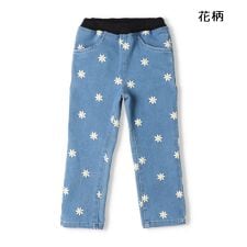 お花・ハート総柄デニムパンツ