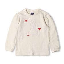 ハートモチーフ入りうさぎアップリケ裏毛トレーナー