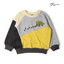 恐竜刺繍切替裏毛トレーナー