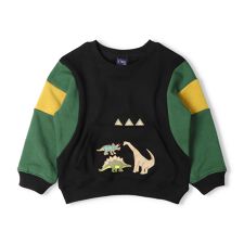 恐竜プリント切替裏起毛トレーナー