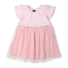 ハート柄チュールスカート半袖ワンピース