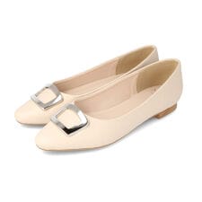 バックル付きスクエアトゥ フラット パンプス [ menue メヌエ ]