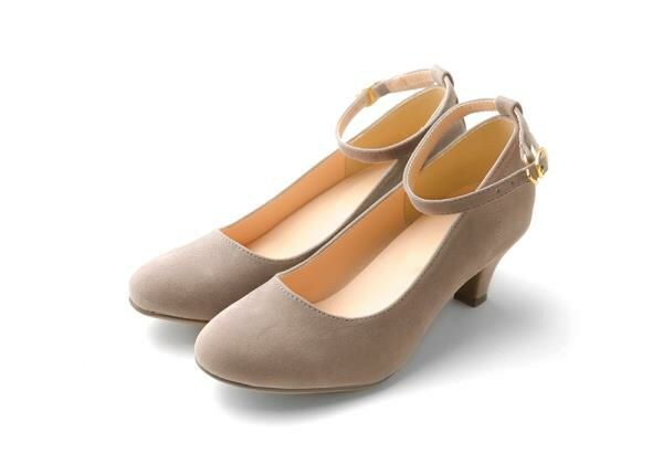 アンクルストラップ ミドルヒール ラウンドトゥ パンプス