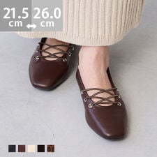 レースアップ スクエアトゥ パンプス