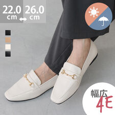 幅広 『4E』 スクエアトゥ ローファー