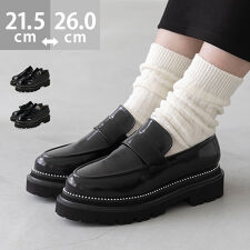 25秋冬新作 スタッズ トラックソール 厚底ローファー