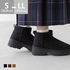 メヌエ(menue)の25秋冬新作カラー 厚底ヒール ショート ムートンブーツ