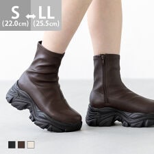 厚底 スニーカーソール ストレッチ ブーツ