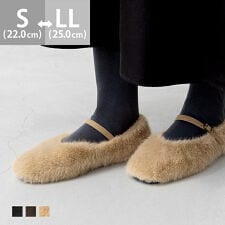 スクエアトゥ メリージェーン ファー パンプス