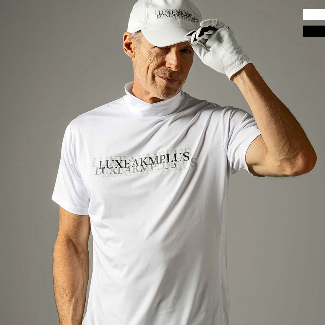 LUXEAKMPLUS ゴルフ マルチロゴモックネック半袖Tシャツ | リュクス