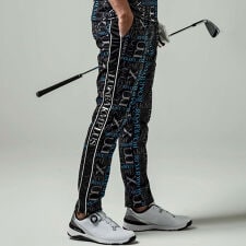 LUXEAKMPLUS×roar ゴルフ 総柄ロゴ防風ロングパンツ