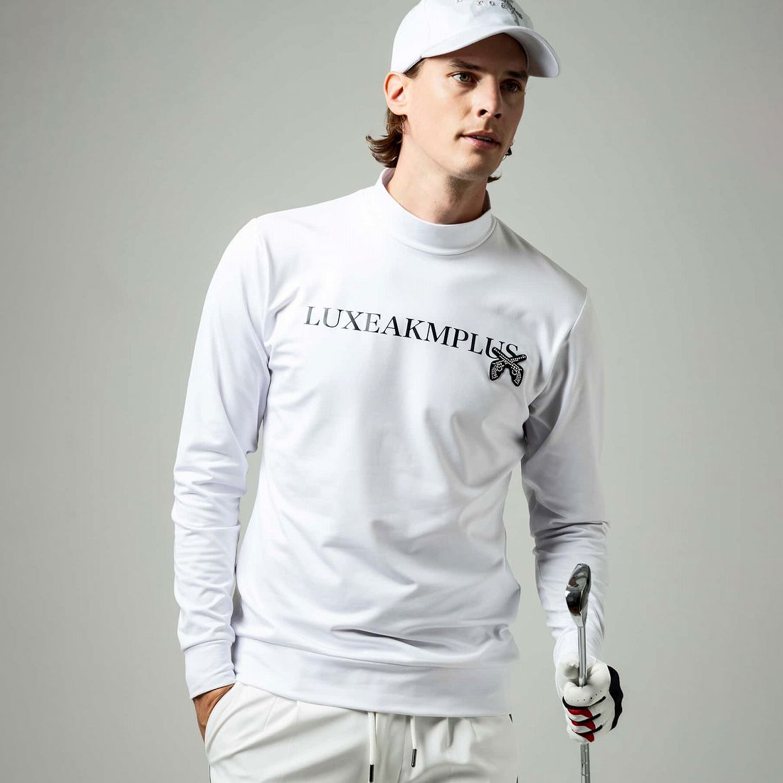 LUXEAKMPLUS×roar ゴルフ フロントロゴモックネックTシャツ | リュクス