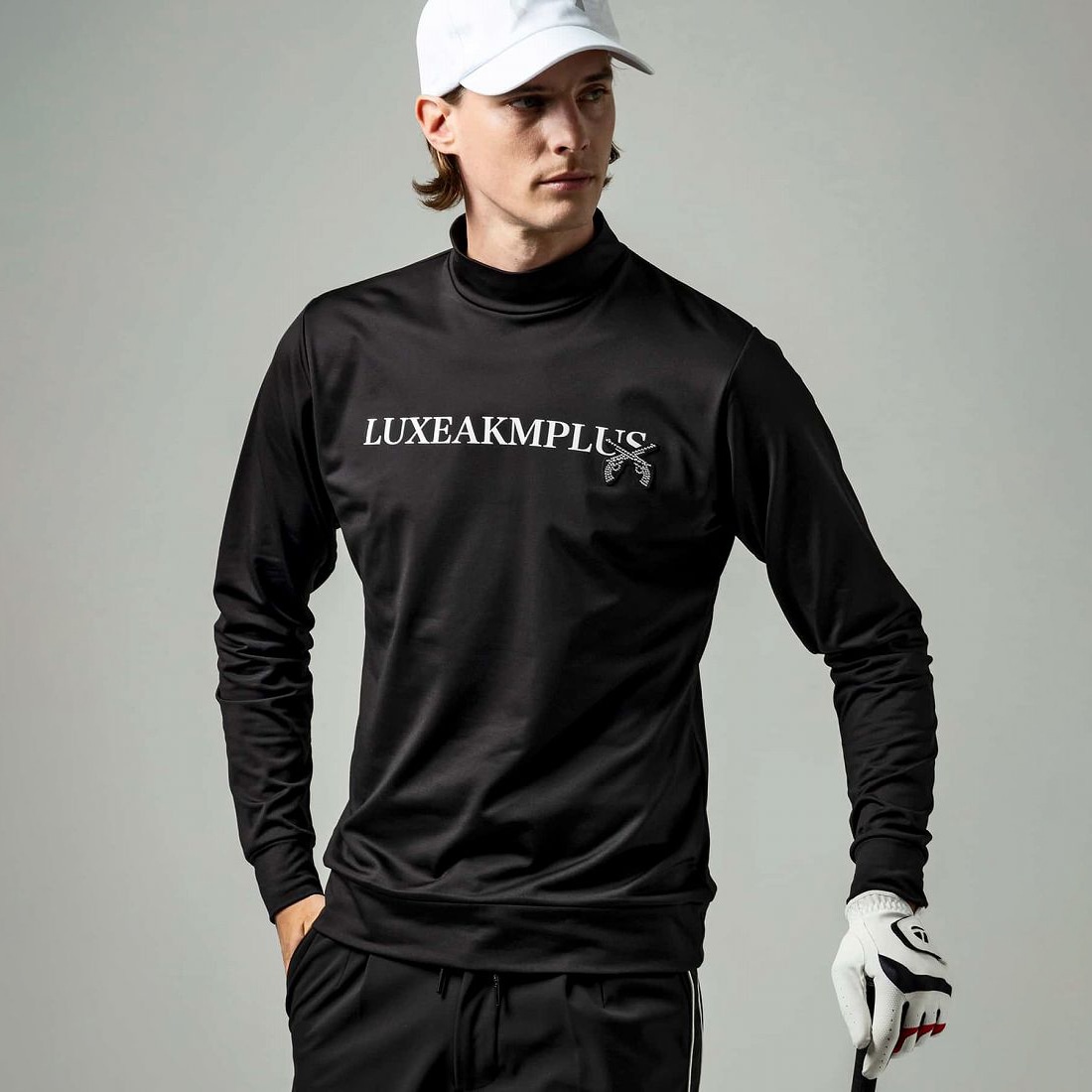 LUXEAKMPLUS × roar 23AW フロントロゴモックネックTシャツ リュクスエイケイエムプラス LUXEAKMPLUS×roar(リュクスエイケイ
