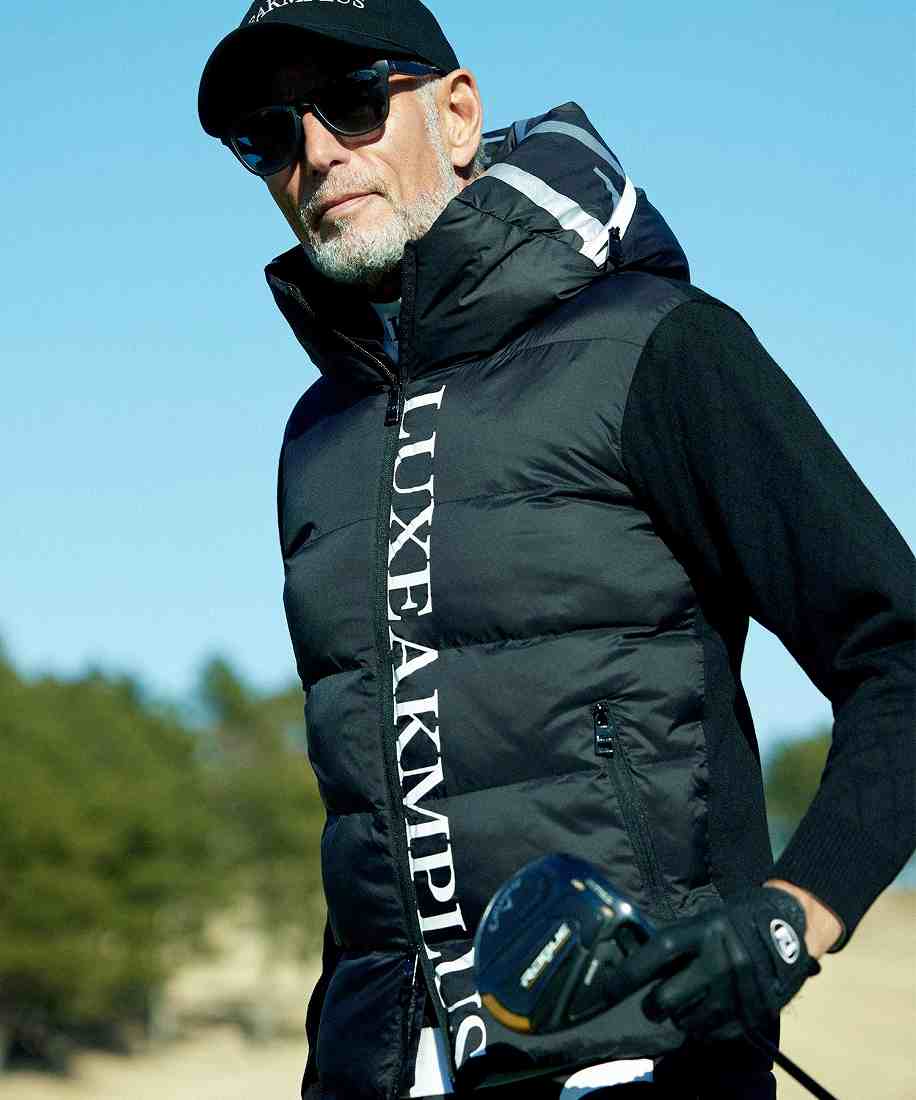 LUXEAKMPLUS ゴルフ フードロゴ軽量ナイロンジャケット | リュクス